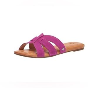 Ugg Womens Teague Flat Sandal, size 6.5, used - dragon fruit suede
